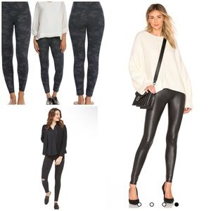 SPANX 3 Best Seller Pants Bundle! Faux Leather/Seamless Camo/Distress Jeans Sz L